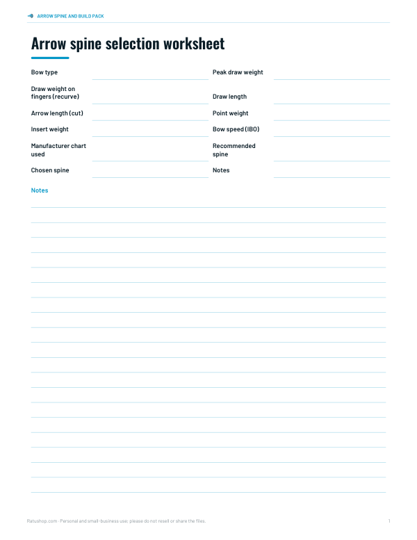 Preview of Printable Arrow Spine Worksheet